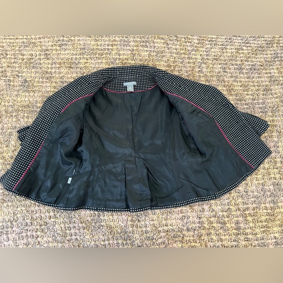 Ann Taylor Petite Blazer Women Polka Dot Size 10P Black/White Polyester Preowned - Picture 9 of 13